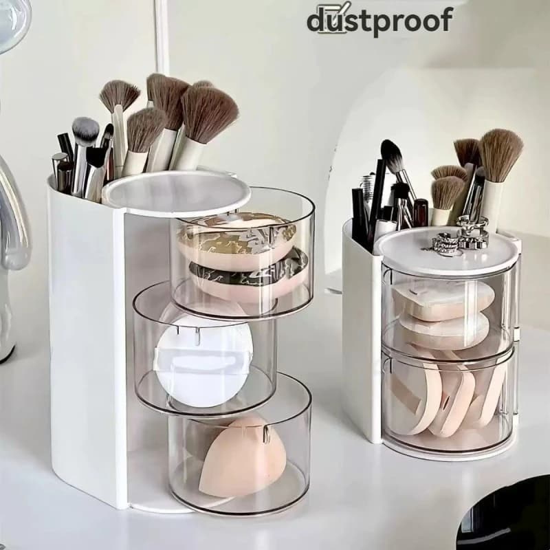 Boîte de rangement pour bouffées de beauté, éponge de maquillage, tampon en coton, boîte à poudre compacte pour coussin, boîte de rangement pour crayons à sourcils et pinceaux, 1 pièce