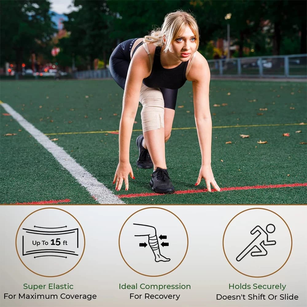 Bandage auto-adhésif professionnel, 5 rouleaux, enveloppe extensible sans Latex pour les plaies et le sport, boucle à crochet facile à tenir sur les deux extrémités