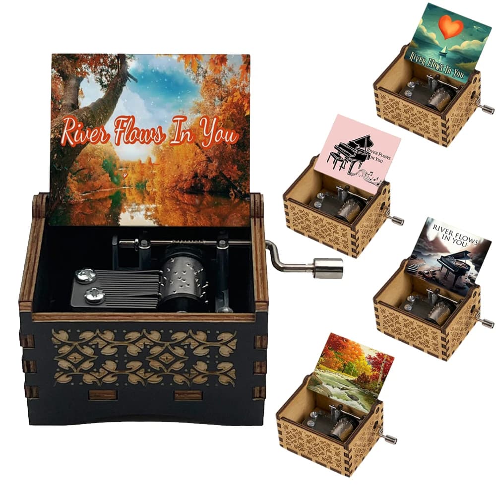 Boîte à musique en bois qui coule dans vous