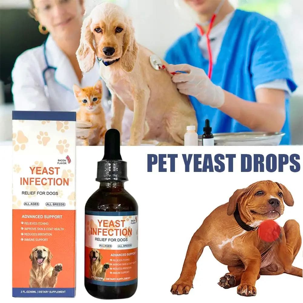 Gouttes de levure pour animaux de compagnie 60 ml – Soin doux et complémentaire pour maintenir un pelage et une peau sains, réguler le système digestif – Gouttes de soin pour animaux
