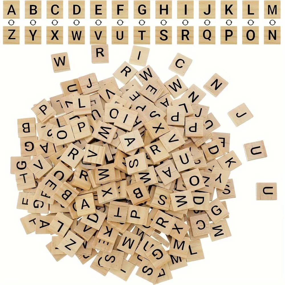 100 pièces de tuiles de Scrabble en bois, lettres en bois pour artisanat, décoration DIY, et sous-verres en bois pour l'orthographe