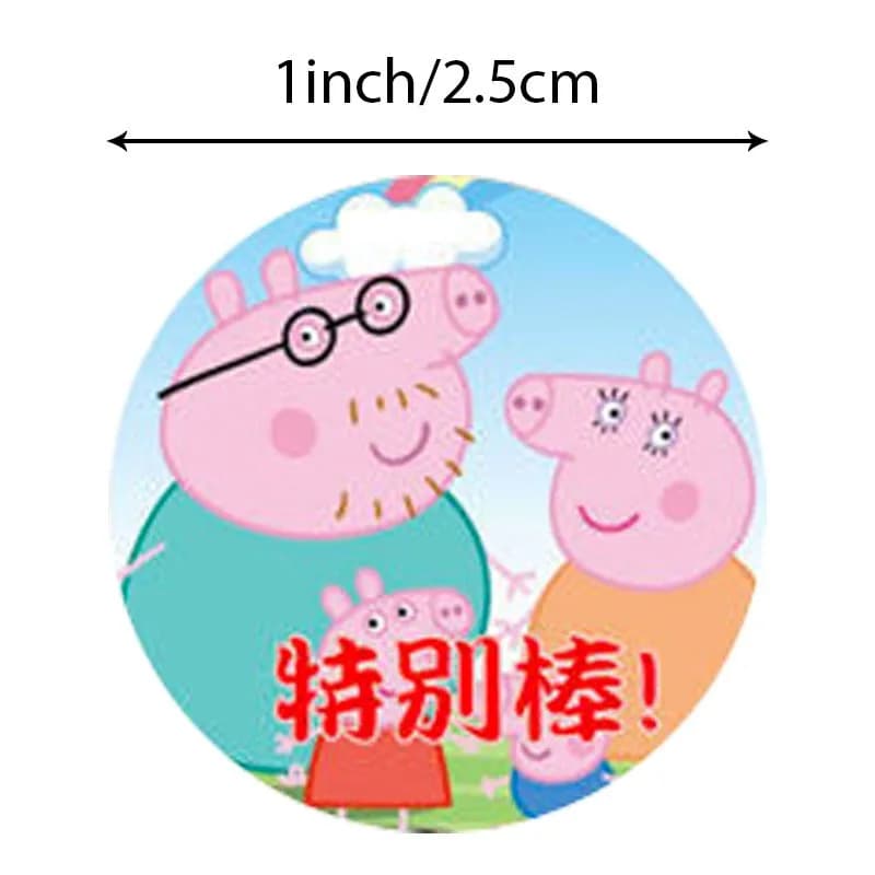 Peppa Pig George maternelle récompense autocollant 500 pièces/rouleau cochon famille cochon père mère dessin animé autocollant jouet cadeaux d'anniversaire pour enfant