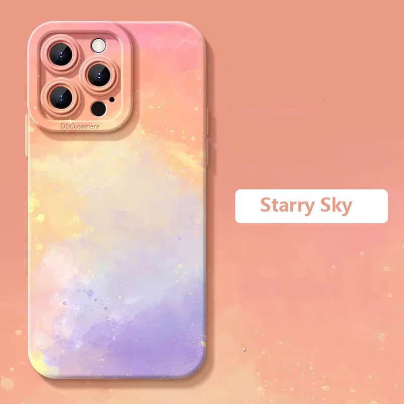 Coque de téléphone en Silicone avec peinture à l'huile et nuages, étui souple antichoc pour iPhone 16 Pro Max 15 14 13 12 11 XS X XR 7 8 Plus SE 2022 2020
