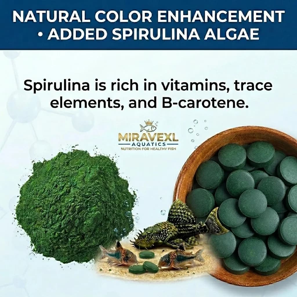 Comprimés de spiruline haute pureté pour poissons d'ondulation – Nutrition en algues enrichie, nourriture quotidienne pour crevettes rouges et poissons d'aquarium