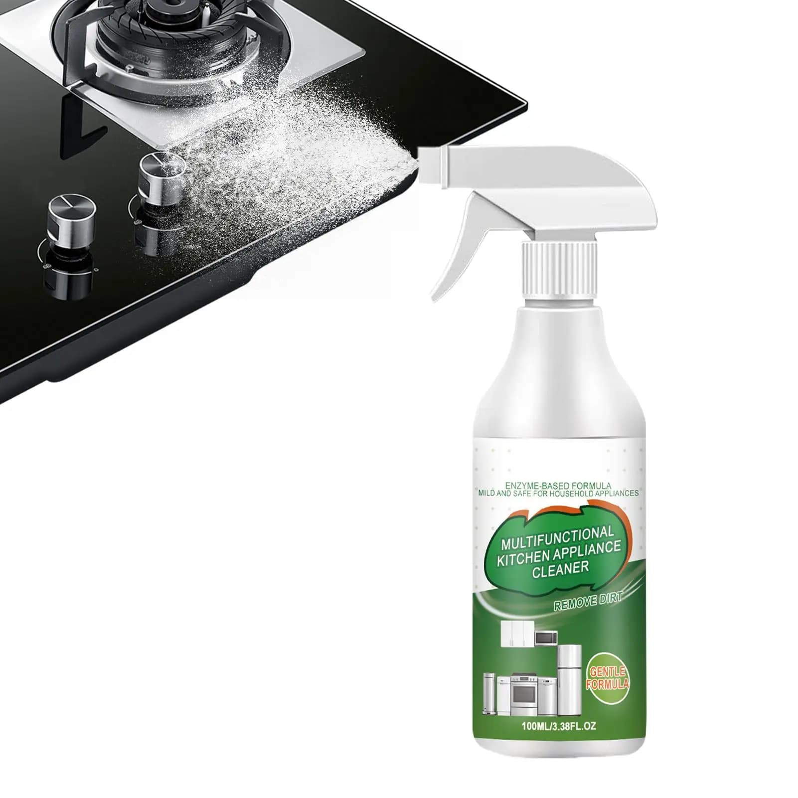 Spray Nettoyant 100ml – Dégraissant Cuisine Sans Effort pour Plaques de Cuisson, Fours, Hottes Aspirantes – Outil de Nettoyage de Cuisine