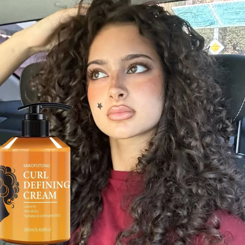Curl Defining Cream à l'huile d'argan pour boucles ondulées, hydratant pour cheveux et brillance et élasticité profondes, 280 ml
