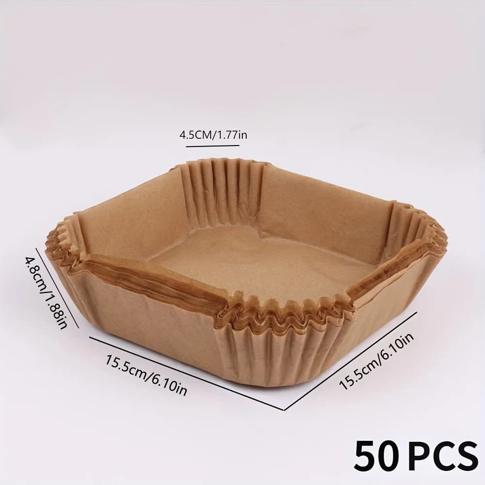 50 paquets de papier antiadhésif doublé avec friteuse à air pour la cuisson et les fours à micro-ondes