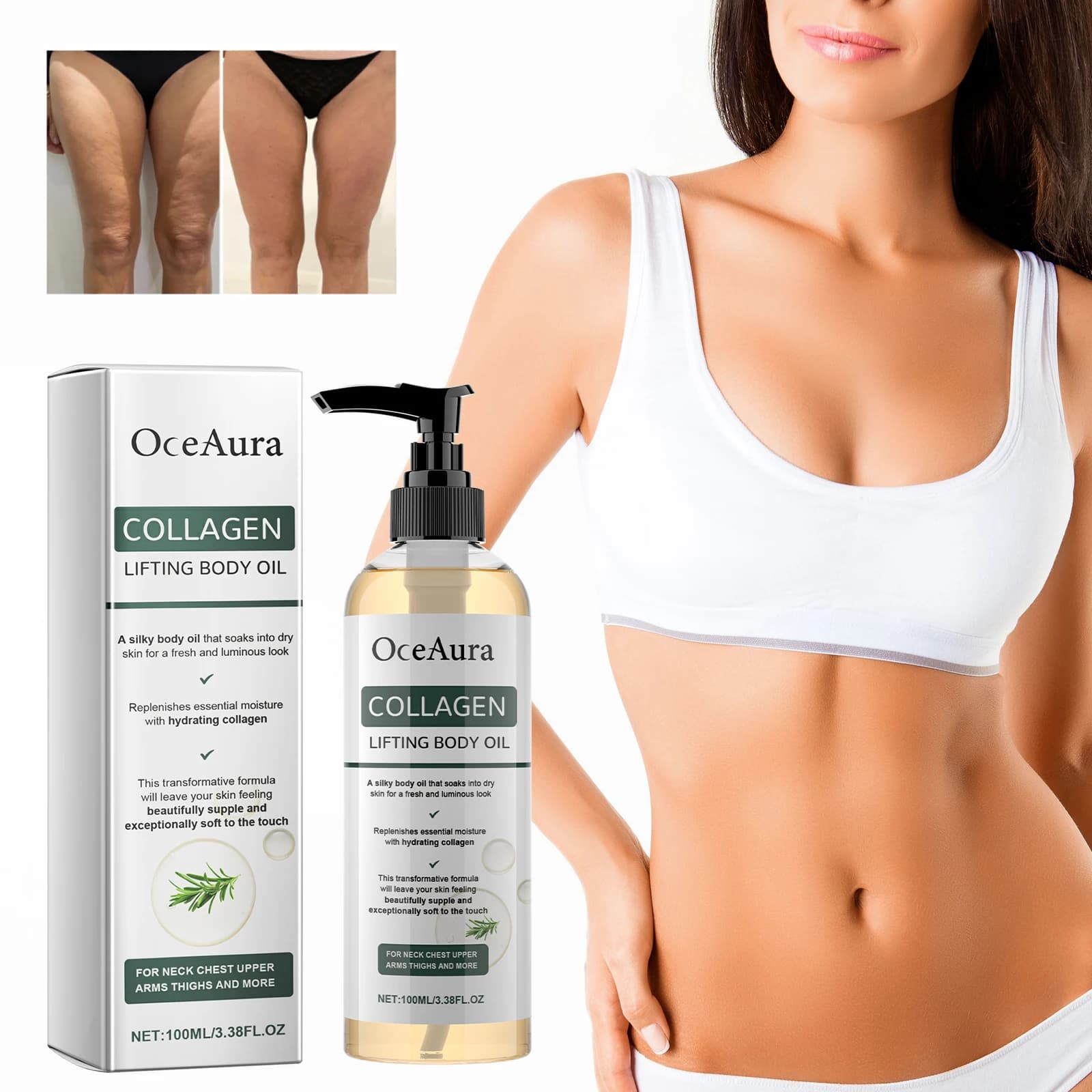 OceAura huile corporelle au collagène huile essentielle de Massage pour tout le corps hydratant et hydratant pour peau sèche hydratant