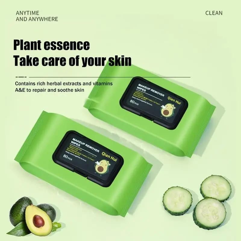 Lingettes démaquillantes parfumées à l'avocat, nettoyage en profondeur de la peau du visage, éliminent en douceur le maquillage, hypoallergéniques, hydratantes, pratiques pour les voyages