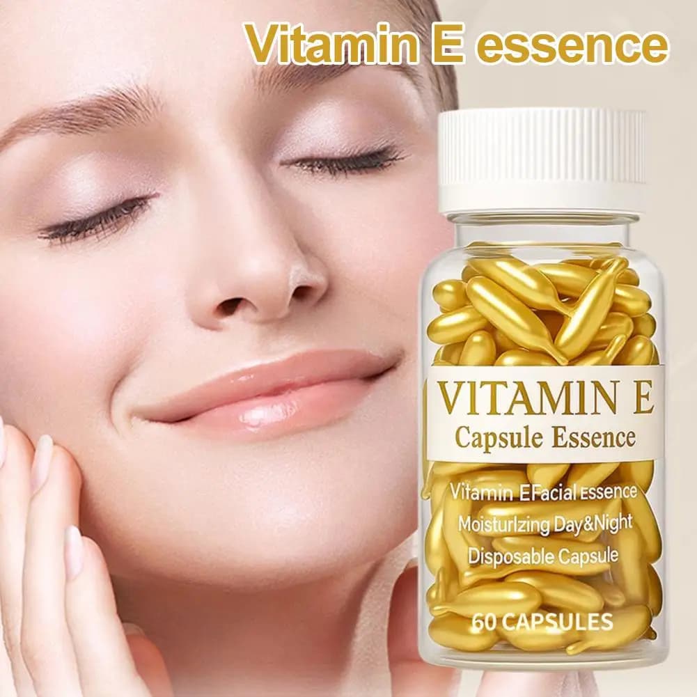 Capsules de sérum à la vitamine E, capsules d'essence à usage unique, soin hydratant et nourrissant pour la peau du visage, 60 capsules/flacon