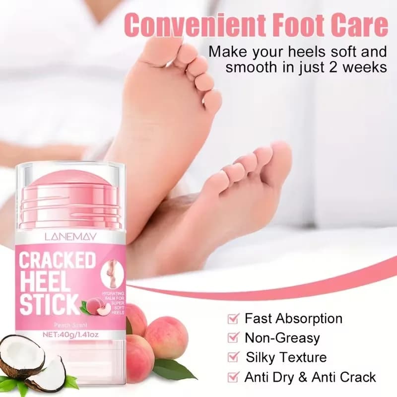 Baume hydratant nourrissant pour les pieds au pêche, 40g, hydrate et répare les pieds secs et craquelés avec huile de noix de coco, adoucissant les talons rugueux et