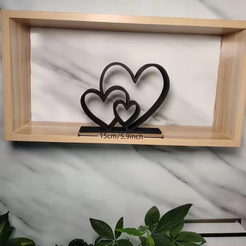 Statue cœur à cœur – Ornement d'amour noir et blanc, décoration de bureau et d'étagère, cadeau de saint-valentin, décoration de la maison
