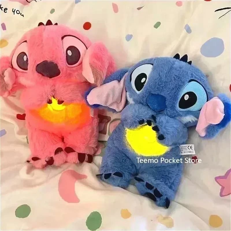 Lilo & Stitch – Poupée apaisante respirante, personnage d'anime Disney Kawaii, accessoires Stitch, décoration, compagnon de sommeil