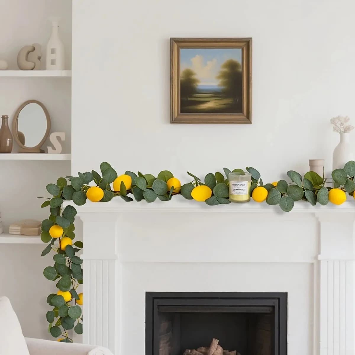 Guirlande de citron de feuilles d'eucalyptus artificielles réalistes 1 pièce