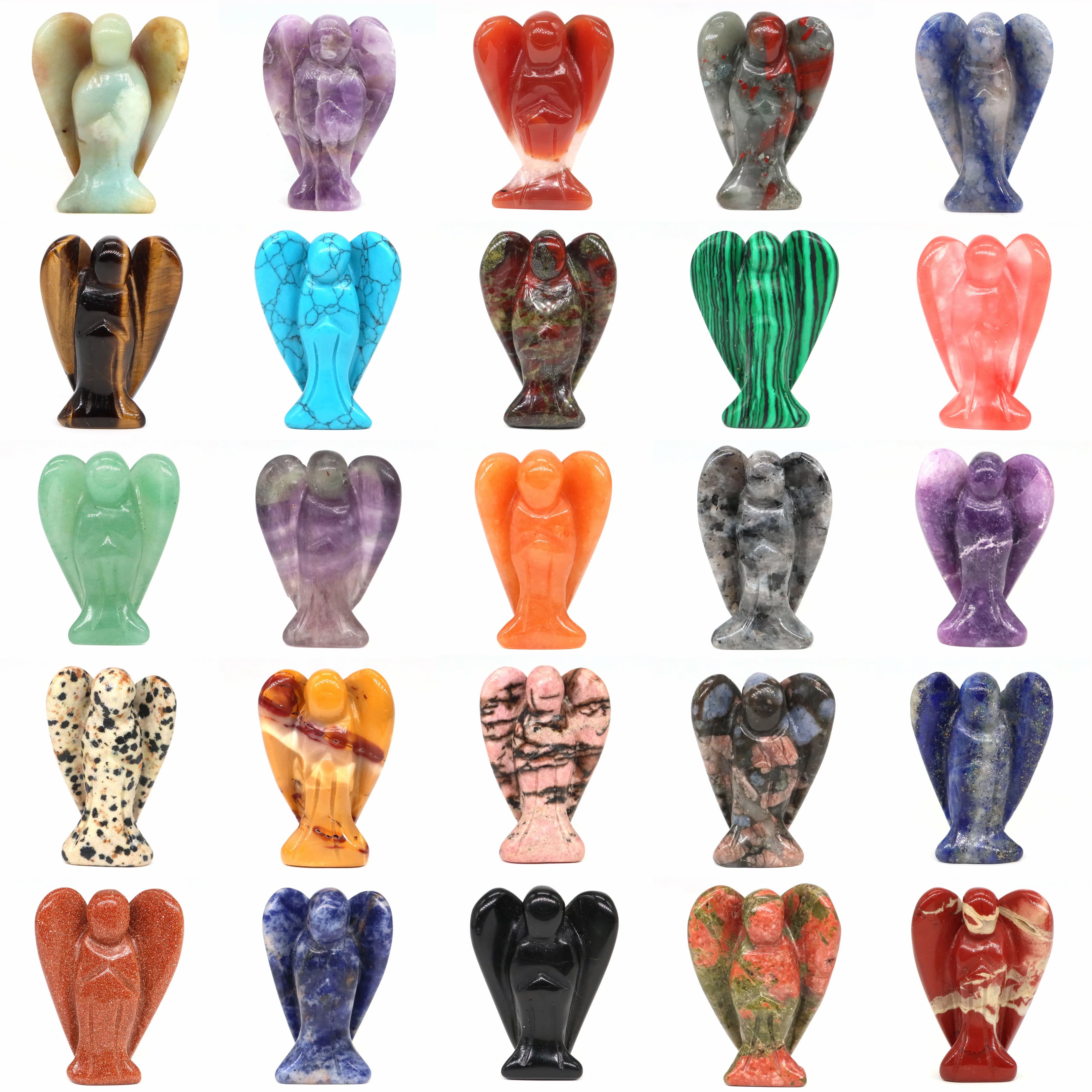 Statue d'ange gardien de 1.5 pouces, pierre naturelle, améthyste, cristal, gemme sculptée à la main, guérison Reiki, artisanat, décoration de la maison, cadeau d'amour