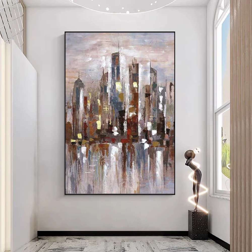 Peinture à l'huile abstraite de bâtiment sur toile