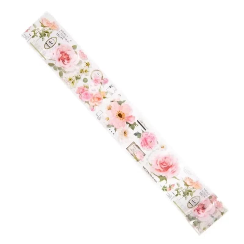 Rouleau d'autocollants décoratifs en forme de Rose, fleurs littéraires, matériel de bricolage, bande PET, adhésifs apocalyptiques, Scrapbook, 60mm x 2m, 1 rouleau