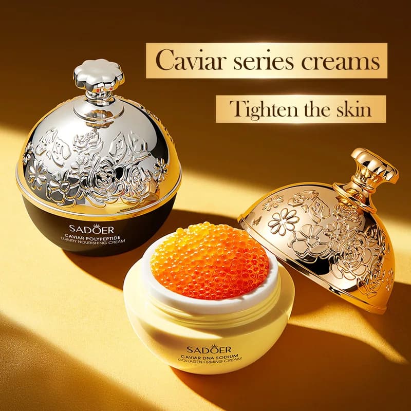 Crème Visage Raffermissante au Caviar Anti-Rides, Collagène Éclaircissant, Hydratation Profonde, Lissante et Illuminatrice – Produits de Soin pour la Peau