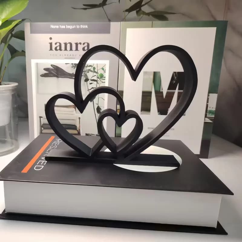 Statue cœur à cœur – Ornement d'amour noir et blanc, décoration de bureau et d'étagère, cadeau de saint-valentin, décoration de la maison