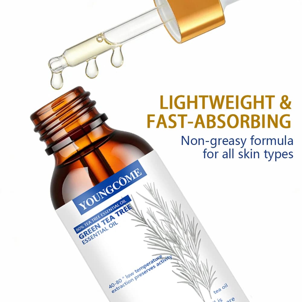 YOUNGCOME Huile essentielle d'arbre à thé pur - Solution naturelle de soin pour cheveux et peau infusée au thé vert pour voiture hydratante et rafraîchissante quotidienne