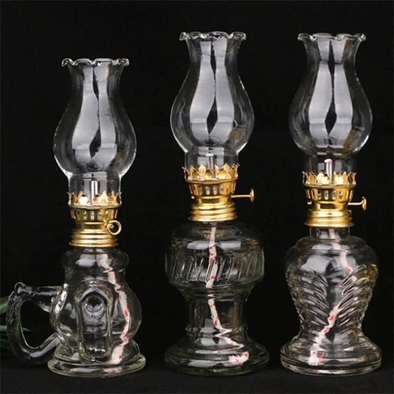 Lampe à huile en verre, lanterne classique rétro vintage, portable, grande capacité, éclairage décoratif intérieur/extérieur, durable, d'urgence