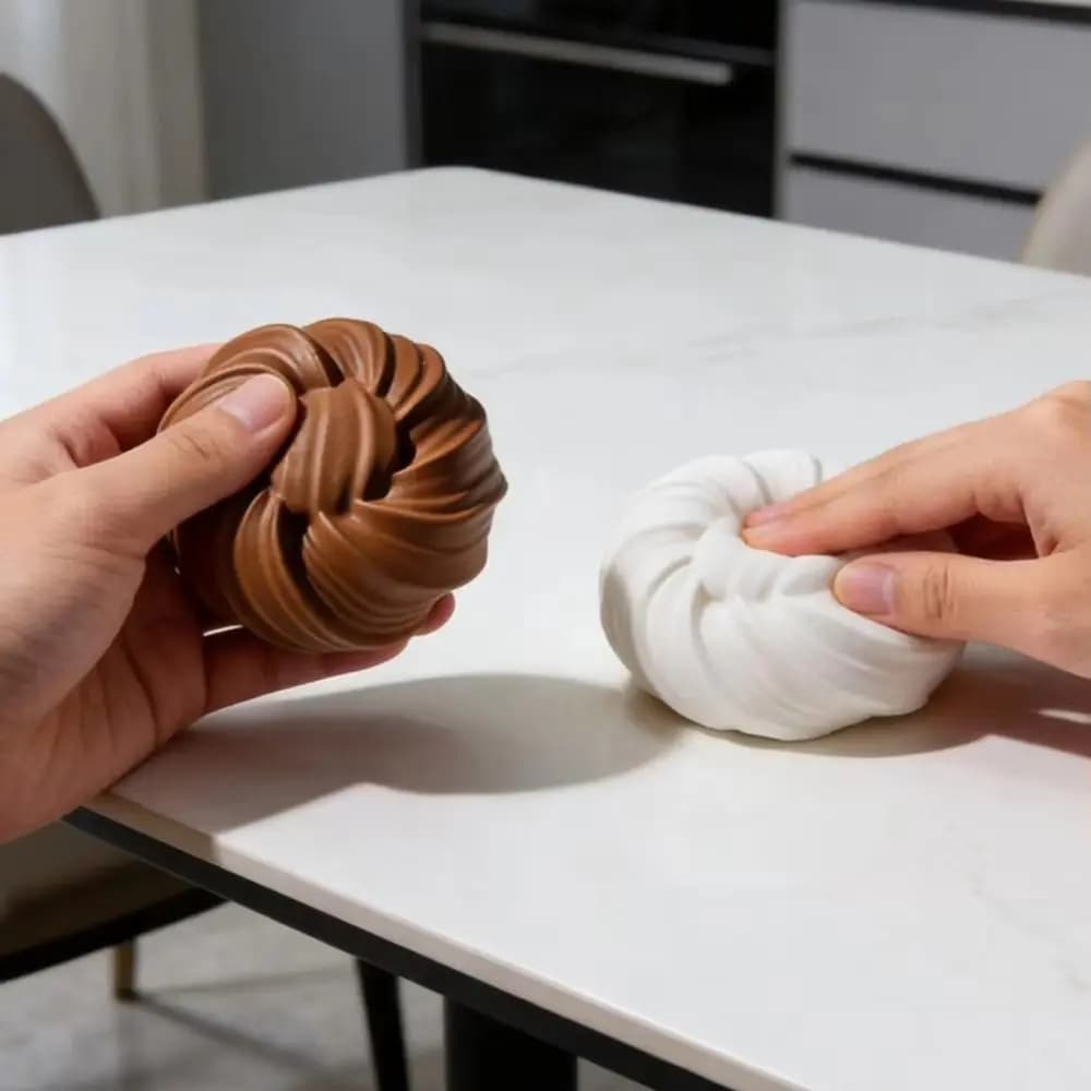 Rouleaux de fleurs de chocolat créatifs super doux, pain réaliste à presser en PU, pain blanc à presser à rebond lent pour adultes