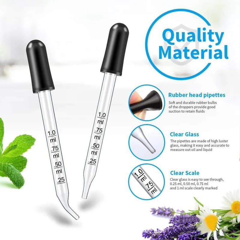 Pipettes compte-gouttes pour huiles essentielles, à pointe droite, à pointe Oblique, livraison directe