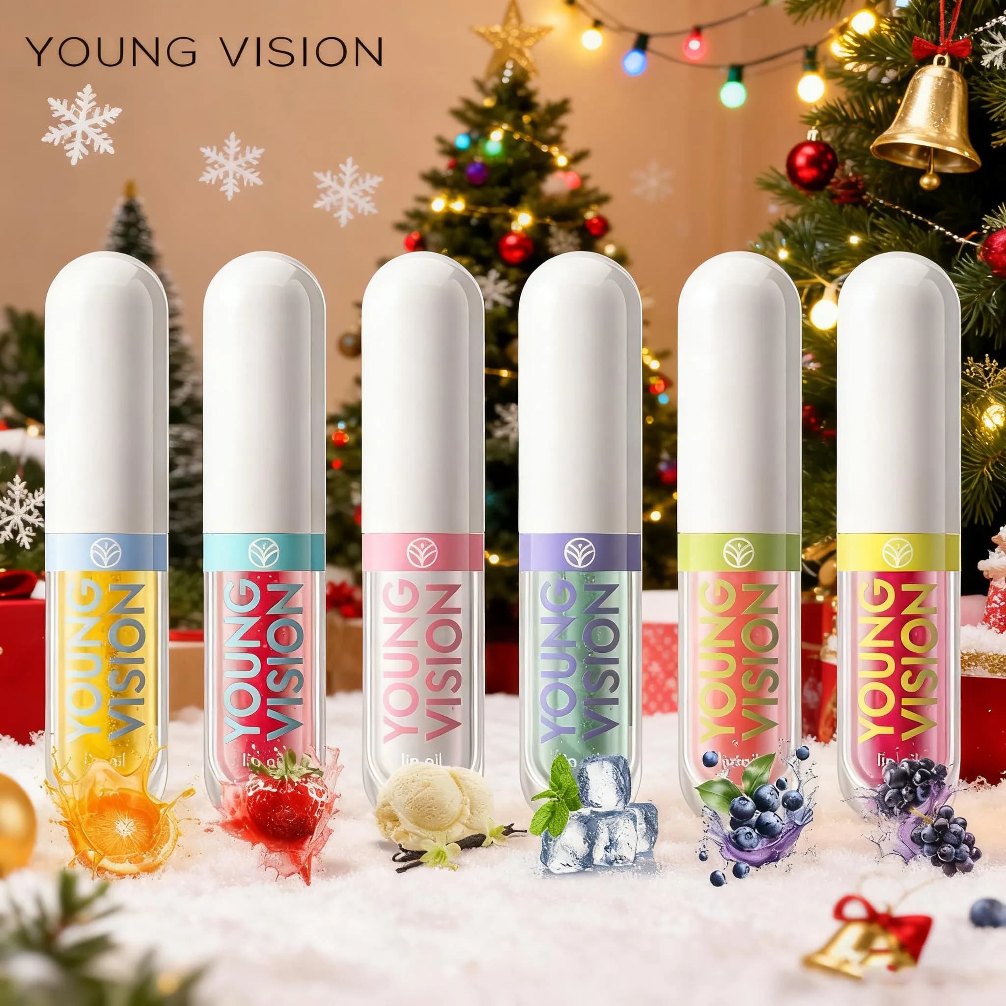 YOUNG VISION Ensemble d'huiles à lèvres hydratantes à saveur de fruit rafraîchissante de 6 couleurs Brillant à lèvres coloré, hydratant et hydratant