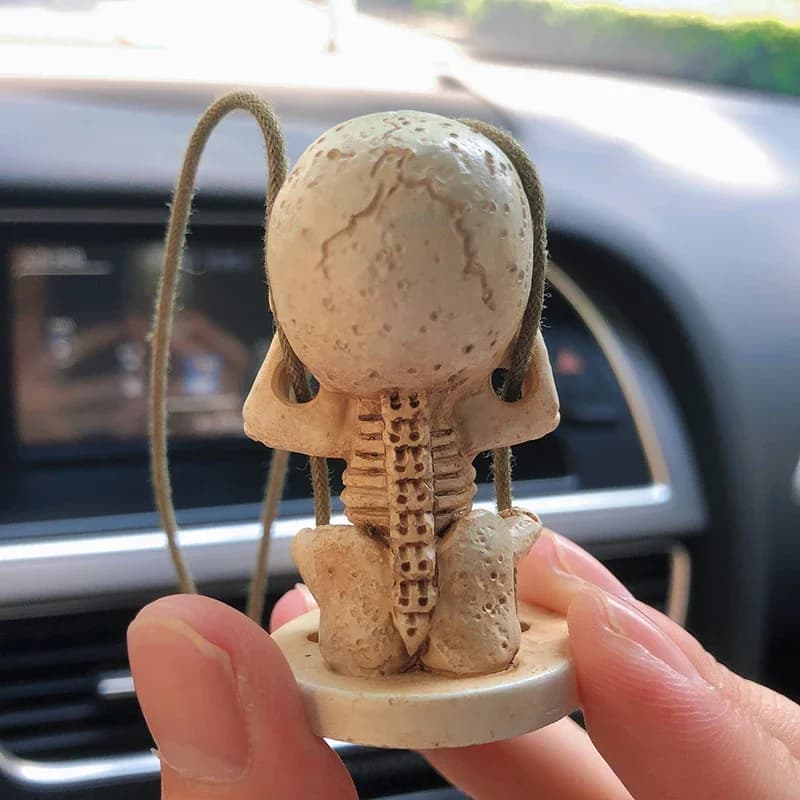 Squelette de balançoire fantôme, décoration intérieure de voiture, squelette en résine, pendentif de rétroviseur automatique pour accessoires de voiture