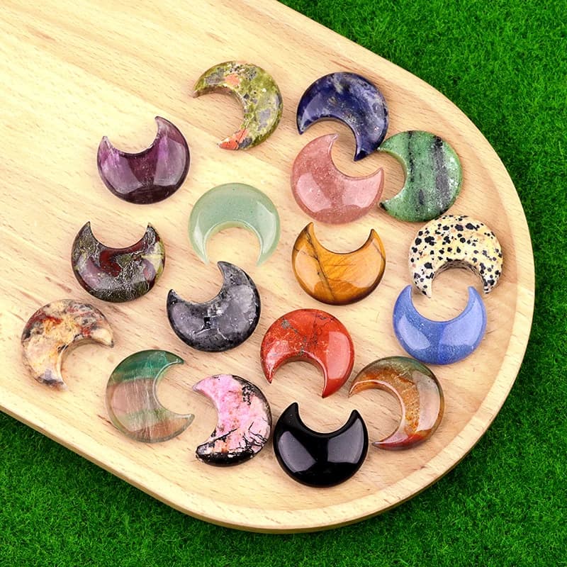 Pierres précieuses naturelles sculptées en forme de lune, 1.2 pouces, équilibrage des chakras, cristaux de guérison Reiki, cadeaux de décoration pour la maison