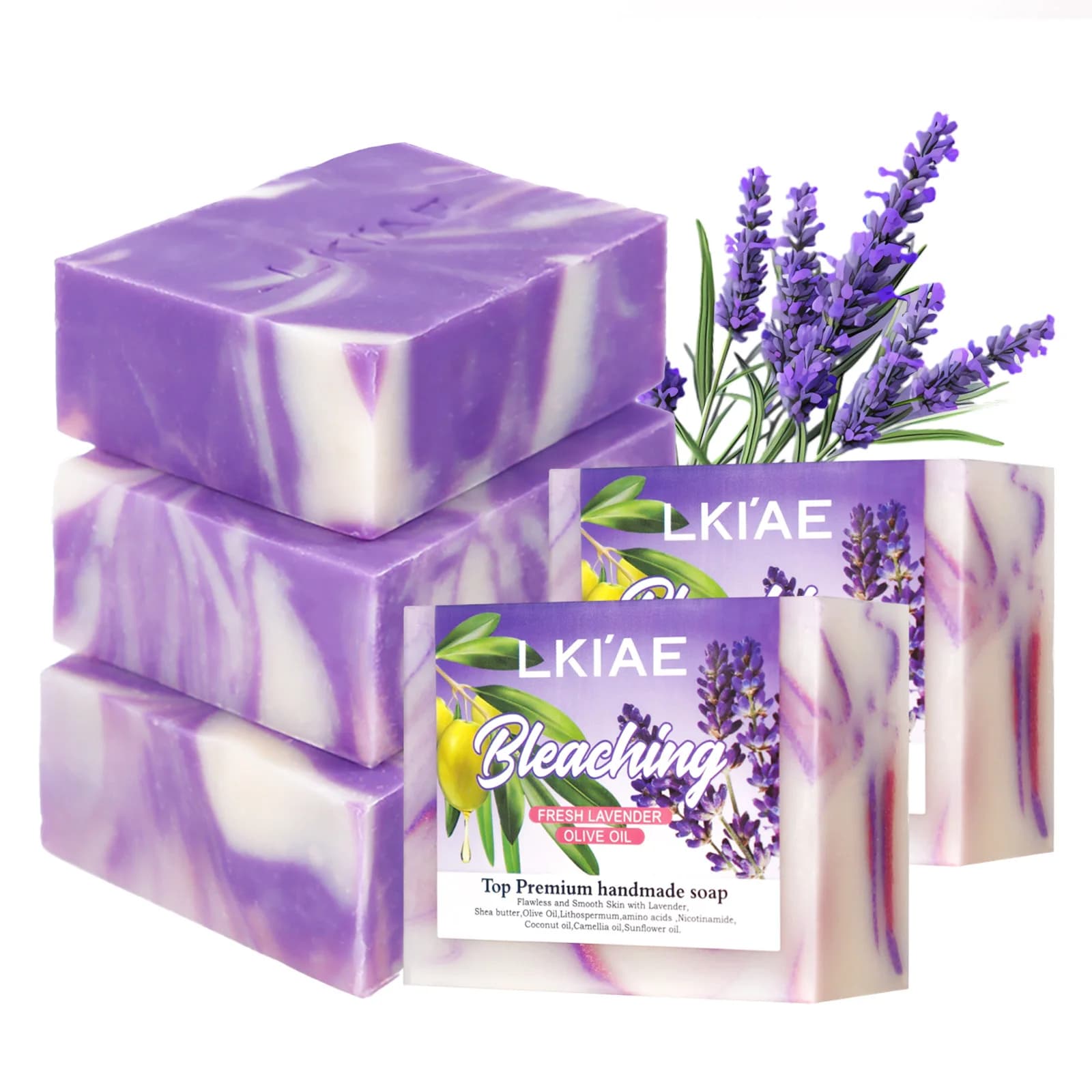 Barre de savon à l'huile de lavande fraîche, blanchissante, réduit l'acné, peau lisse, avec Niacinamide, glutathion, pour tous les Types de peau, 150 g/5,3 oz
