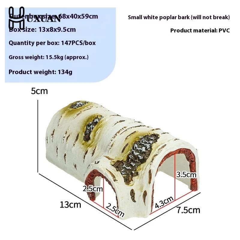 Grotte de cachette pour reptiles – Abri durable en résine à texture de bois de bouleau pour lézards et amphibiens, idéal pour perdre, détendre et jouer