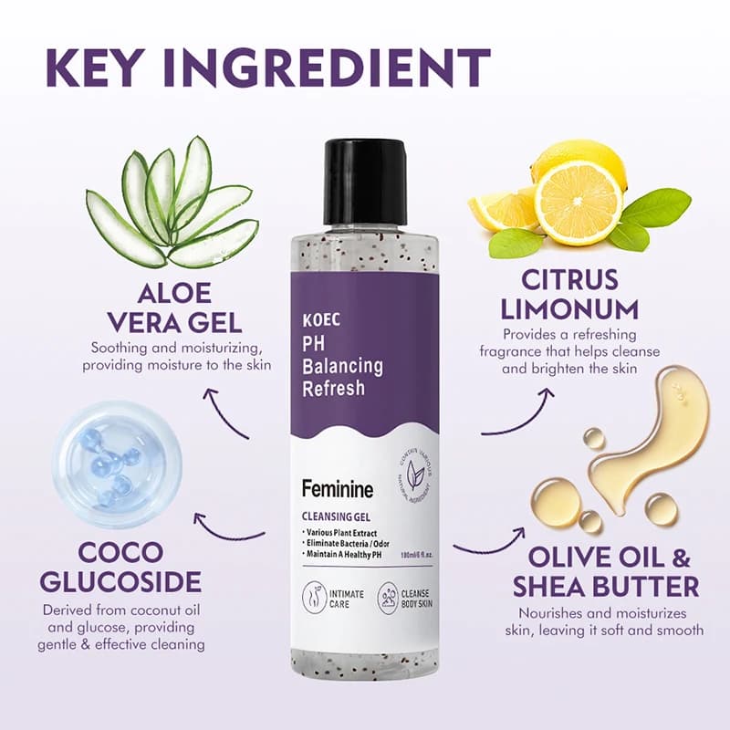 Gel Douche, Hygiène Intime Femme, Gel Douche Équilibrant le PH, Soin Féminin, Nettoyage Doux, Contrôle des Odeurs, Nourrissant pour la Peau