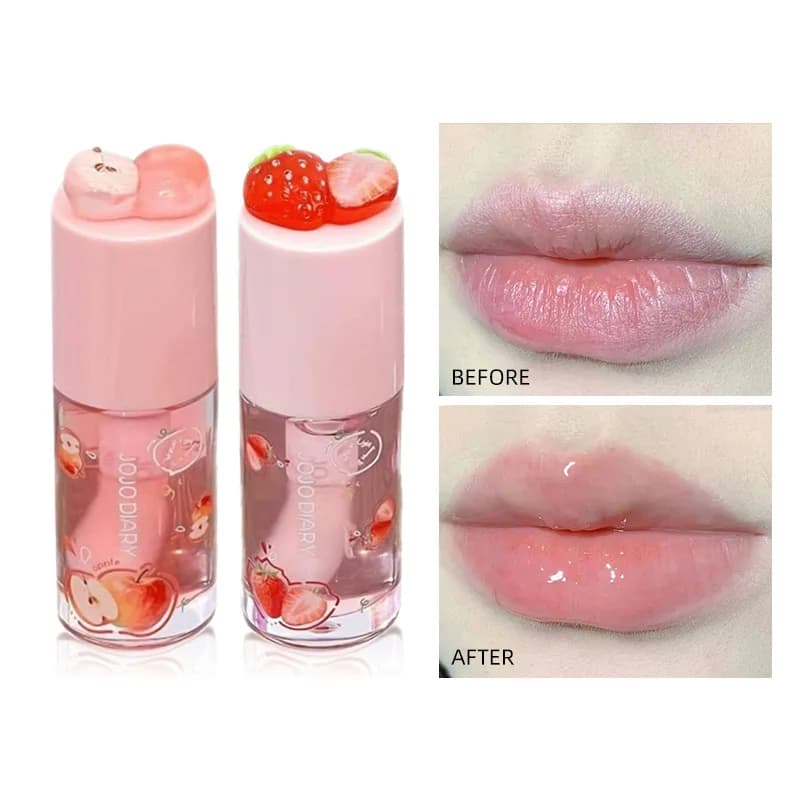 Jojo Diary Huile à lèvres parfumée aux fruits : fournit l'hydratation et l'hydratation, prévient les lèvres gercées et améliore les rides et est un brillant à lèvres de style coréen adapté au soin des