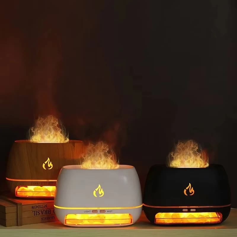 Nouveau Himalaya cristal sel pierre arôme humidificateurs d'air 3D flamme feu coloré veilleuse aromathérapie diffuseur d'huile essentielle