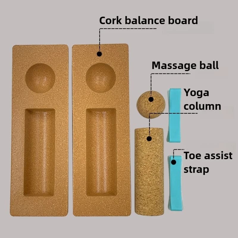 Planche d'équilibre en liège pour chevilles, planche d'équilibre premium en liège, rouleau de massage pour pieds, design demi-rond, équipement de yoga et de Pilates