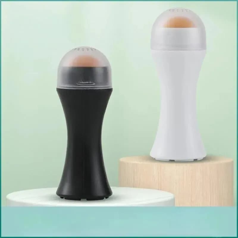 Rouleau facial absorbant l'huile volcanique-outil de buvard d'huile réutilisable Portable, pierre de lave naturelle pour le contrôle de la brillance et la peau mate, Mak