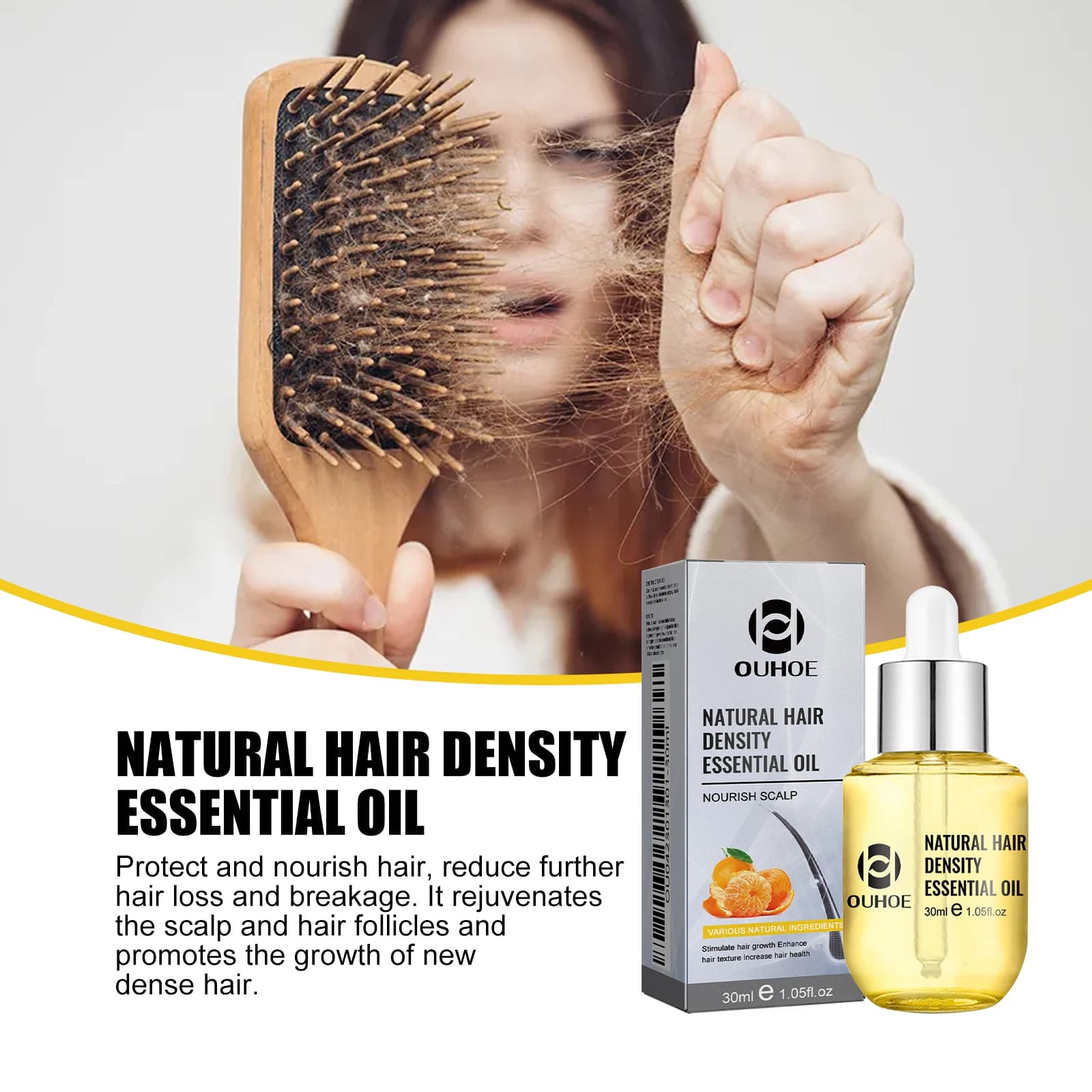 Ouhoe – huile de soin capillaire pour amincir les cheveux, sérum de traitement du cuir chevelu pour renforcer les racines et réparer les cheveux endommagés, formule naturelle 30ml