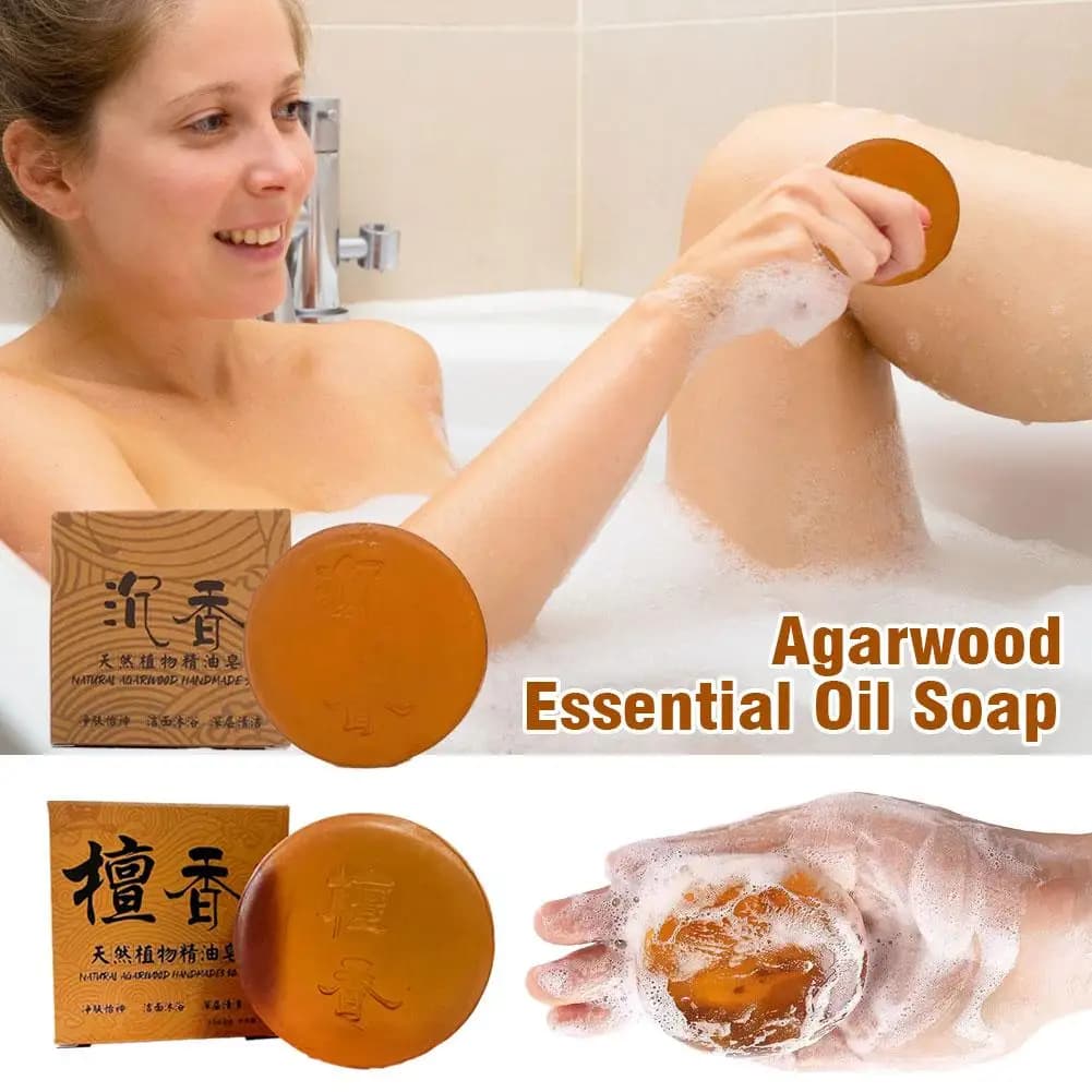 Savon aux huiles essentielles d'agar 100g, savon naturel en bois d'agar/bois de santal, savon de bain nettoyant hydratant, rafraîchissant et contrôle de l'huile