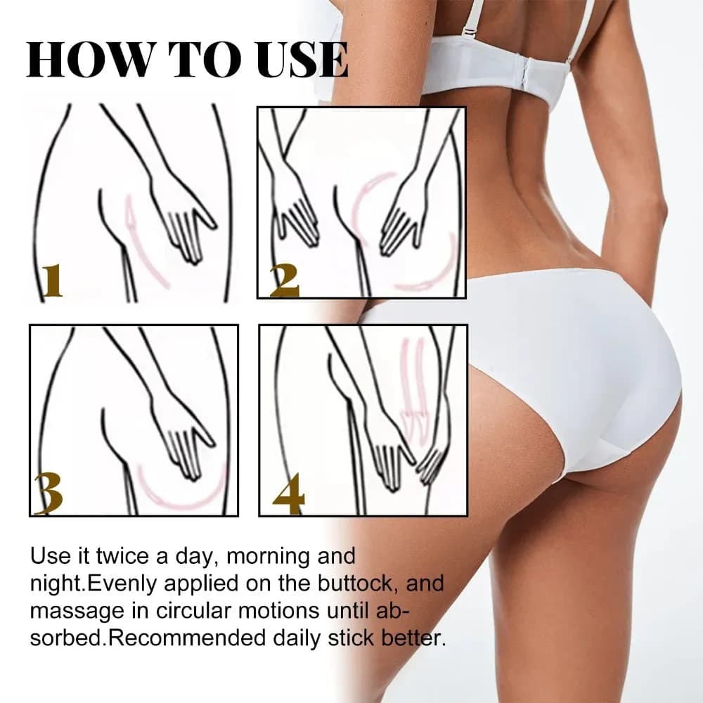 Crème pour Agrandissement des Fesses, Huile Essentielle Raffermissante, Gros Cul, Améliore la Croissance des Hanches, Raffermit la Profondeur, Soins du Corps Sexy pour Femme