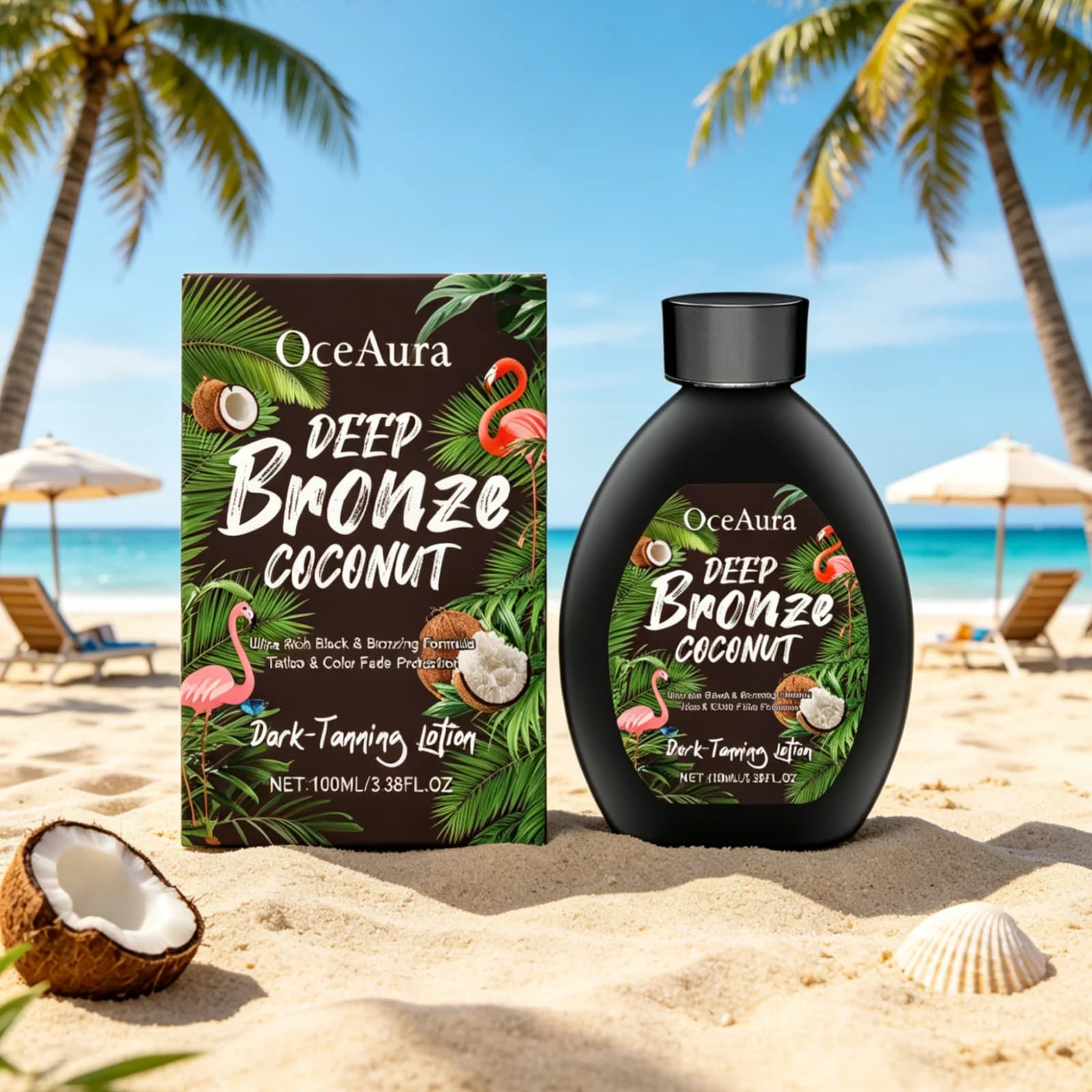 Crème bronzante à la noix de coco OceAura, bronzage intense, peau éclatante, lissage de la peau, uniformisation du teint, hydratation intense, lotion bronzante naturelle 100 ml