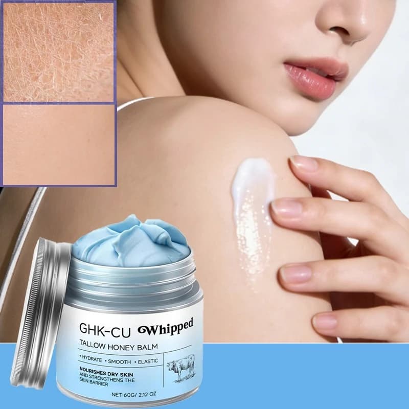 Baume bleu GHK-Cu au peptide de cuivre et au suif de bœuf avec miel de Manuka – Hydratant pour la peau mature, sèche et sensible du visage et du corps