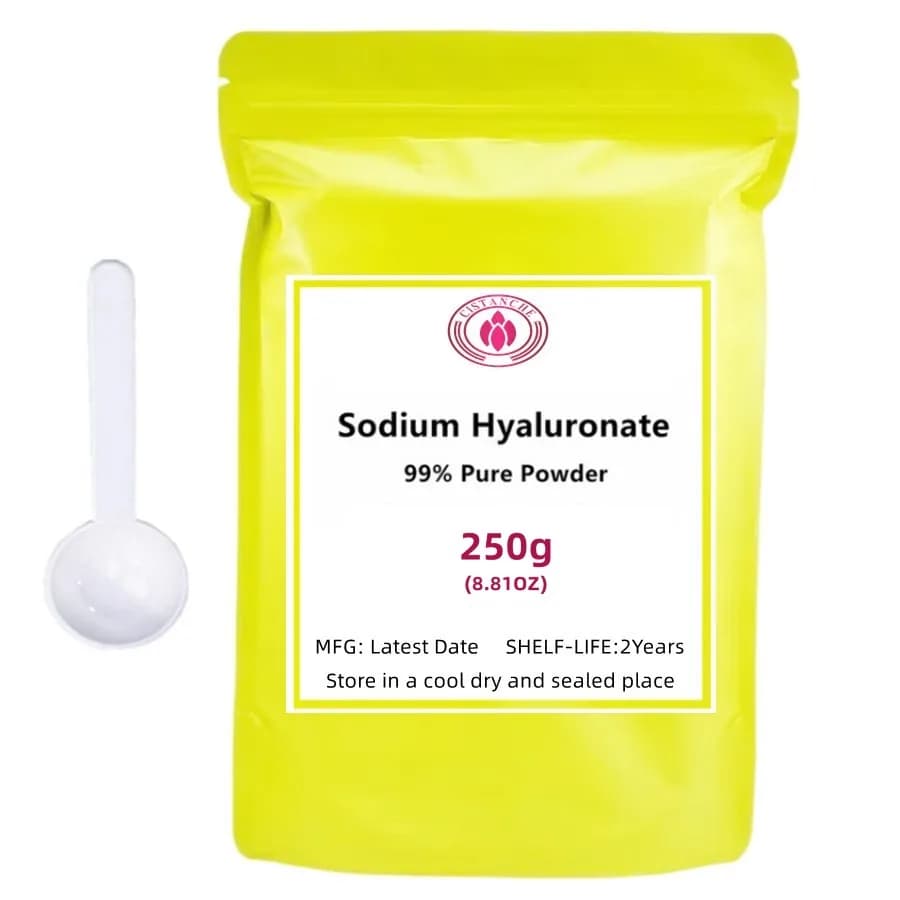 Poudre d'Hyaluronate de Sodium Ha de Qualité Alimentaire, Solution de Crosse d'Acide Hyaluronique, Soins de la Peau, Réparation des Matières premières, Masque Facial Hydratant