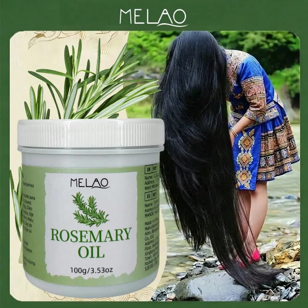 Huile de romarin pour cheveux, huile de romarin pure MELAO, nourrit le cuir chevelu et renforce les cheveux, favorise la santé des cheveux, ajoute de la brillance et de la douceur