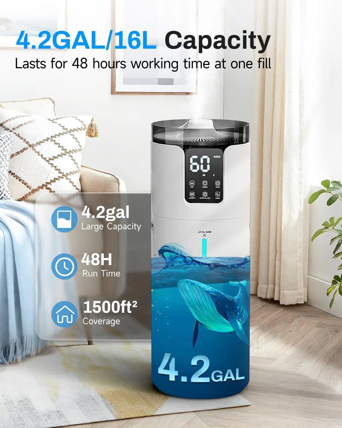Humidificateur ultrasonique domestique 16L
