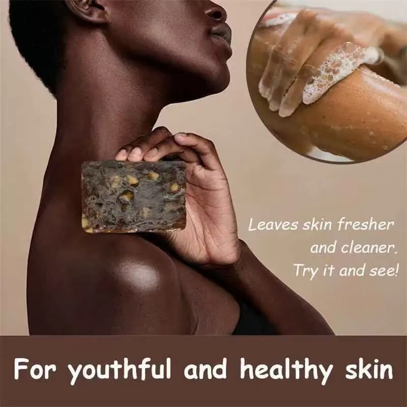 Savon noir africain 5,29 oz, savon au café, contient du beurre de karité, des gousses de cacao, convient à tous les types de peau, peut être utilisé partout