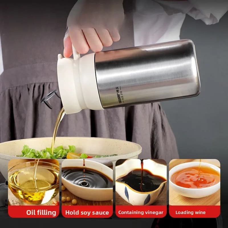 Bouilloire épaisse de réservoir d'huile de qualité alimentaire d'acier inoxydable, bouteille d'assaisonnement de vinaigre de sauce soja de cuisine de ménage