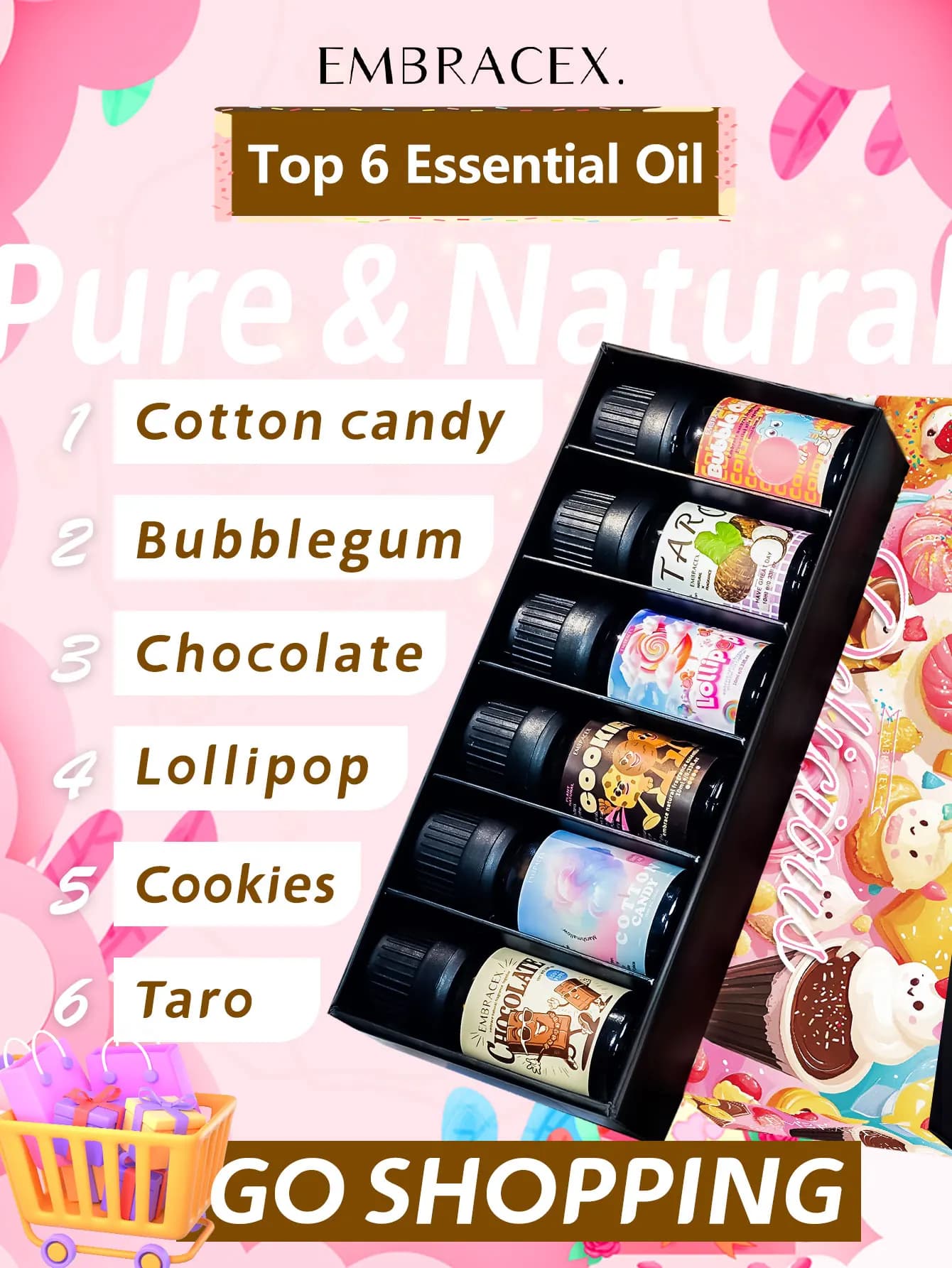Huile essentielle délicieuse, parfum sucré, longue durée, aromathérapie pour voiture, pour cadeau, 6 pièces/1 pièce, 10ML