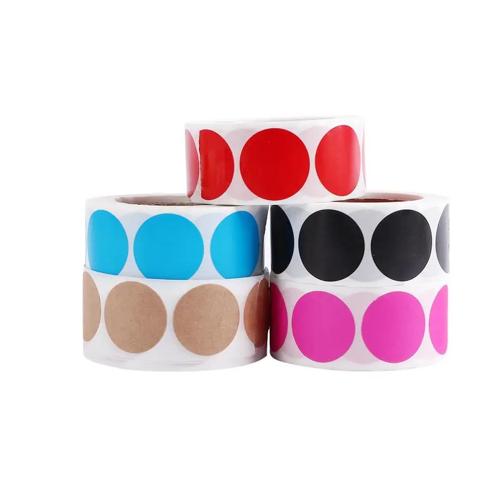 Bleu 1 pouce rond code de papeterie 500 pièces/rouleau étiquettes à points autocollants marque autocollants étiquettes de couleur autocollants Chroma étiquettes autocollants