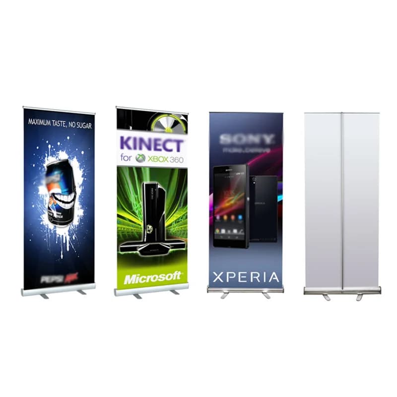 Support de bannière enroulable personnalisé, écran d'affiche de drapeau 80x200cm, alliage d'aluminium de haute qualité avec couverture de conception graphique gratuite